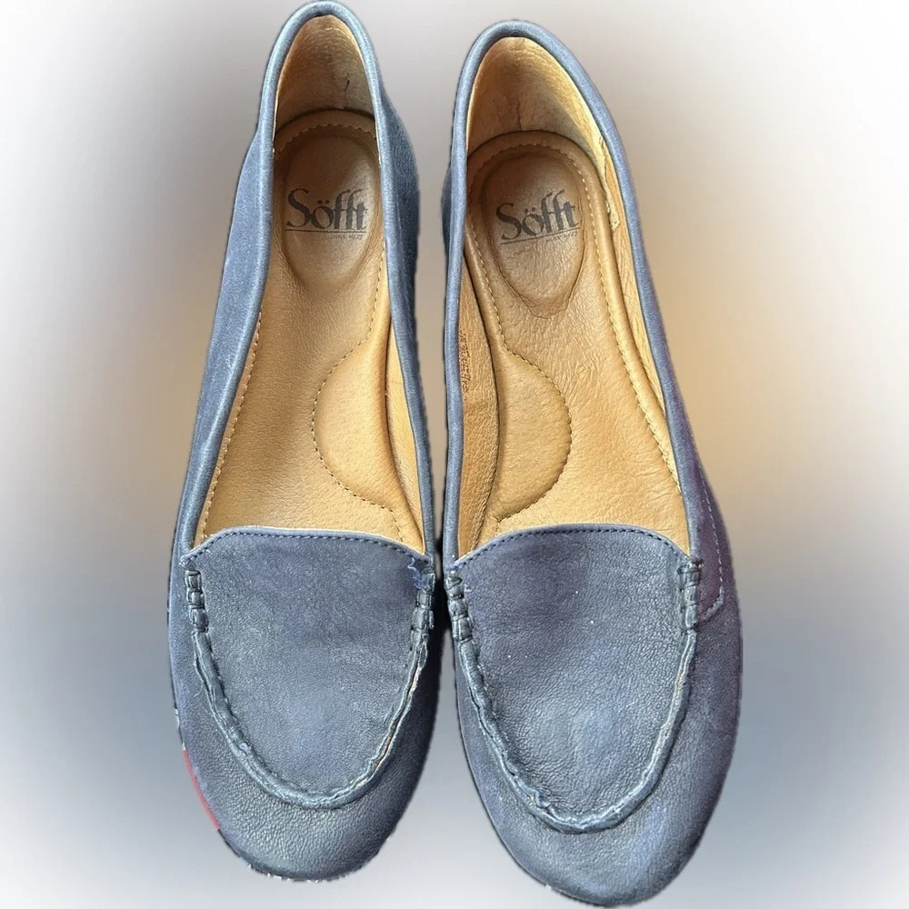 Sofft Womens Kambray Navy Leather Like New Flat size 10